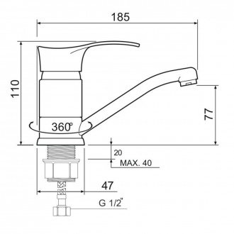 Смеситель для кухни РМС SL86-004FBS-15